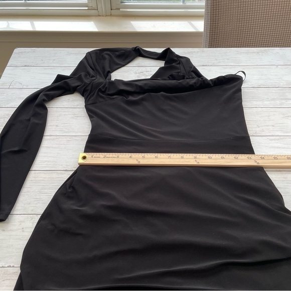 AQUA One-Shoulder Gown Dress Black Size 8 msrp $208 - Picture 7 of 9